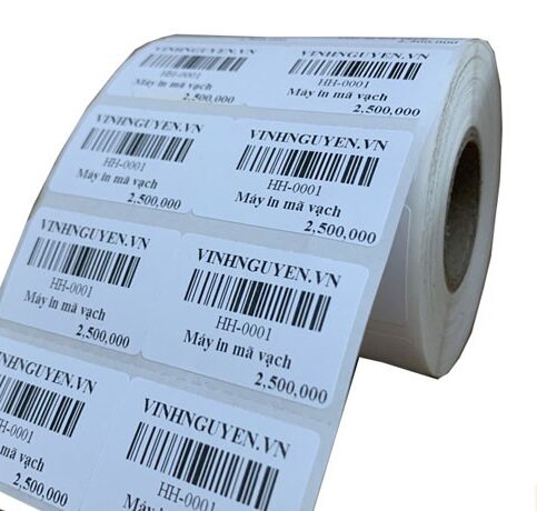 Cuộn tem nhãn mã vạch decal nhiệt 2 tem kích thước 35x22mm chuyên dụng cho siêu thị và cửa hàng bán lẻ